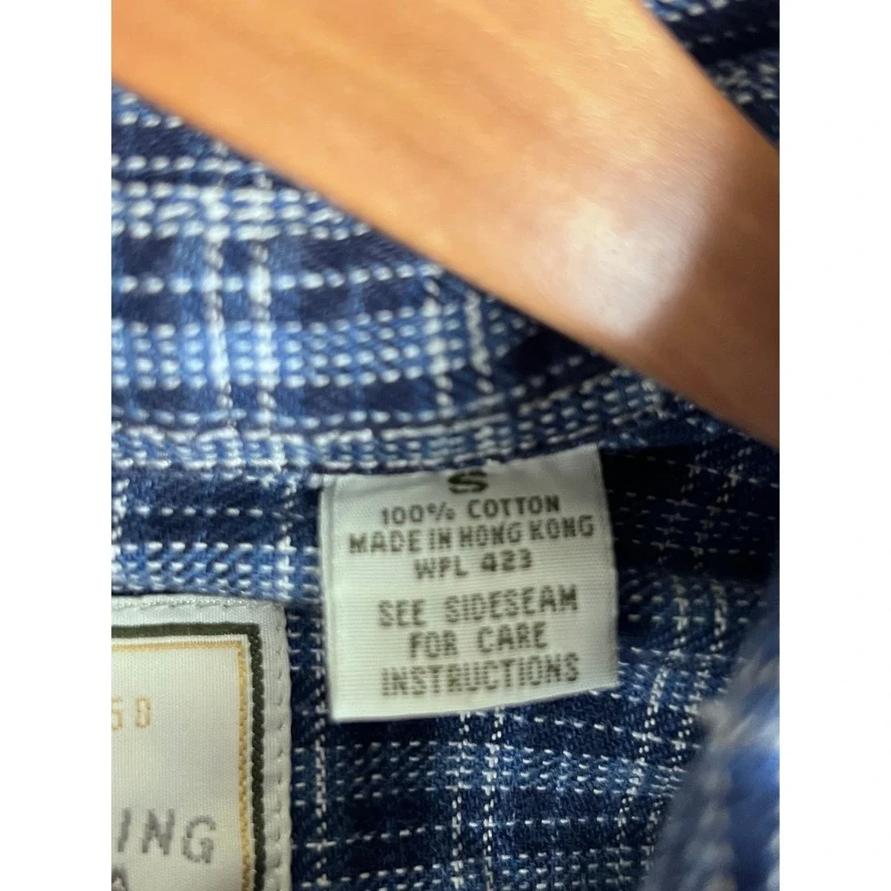 Vintage‎ Levis Quality Clothing Blue Plaid Button Down Cotton Shirt Mens S LS